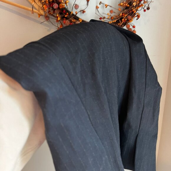 SPANX Womens Perfect Collarless Blazer MEDIUM Navy Grey Pinstripe Ponte - Picture 10 of 10